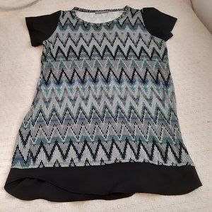 Loveappella Blue Black White Chevron Dress Size Medium
